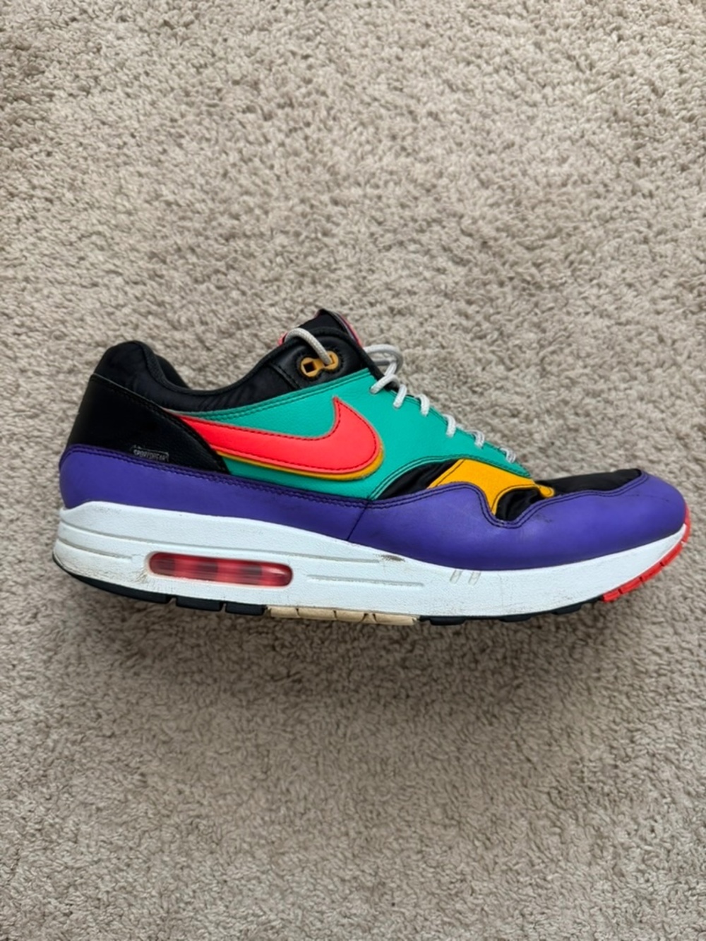 Nike Air Max 1 Mens Size 13 Multi Color Black Purple Teal Sneakers AO1021-023
